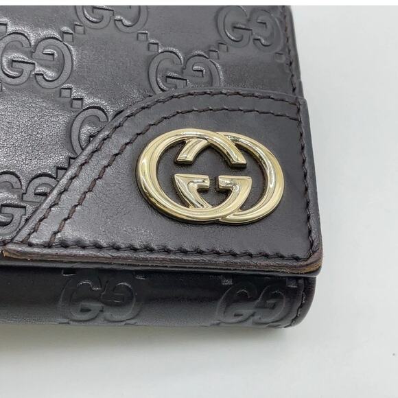 Auth Gucci Guccissima Black Leather Bi-fold Long Wallet W/Box - Picture 6 of 15
